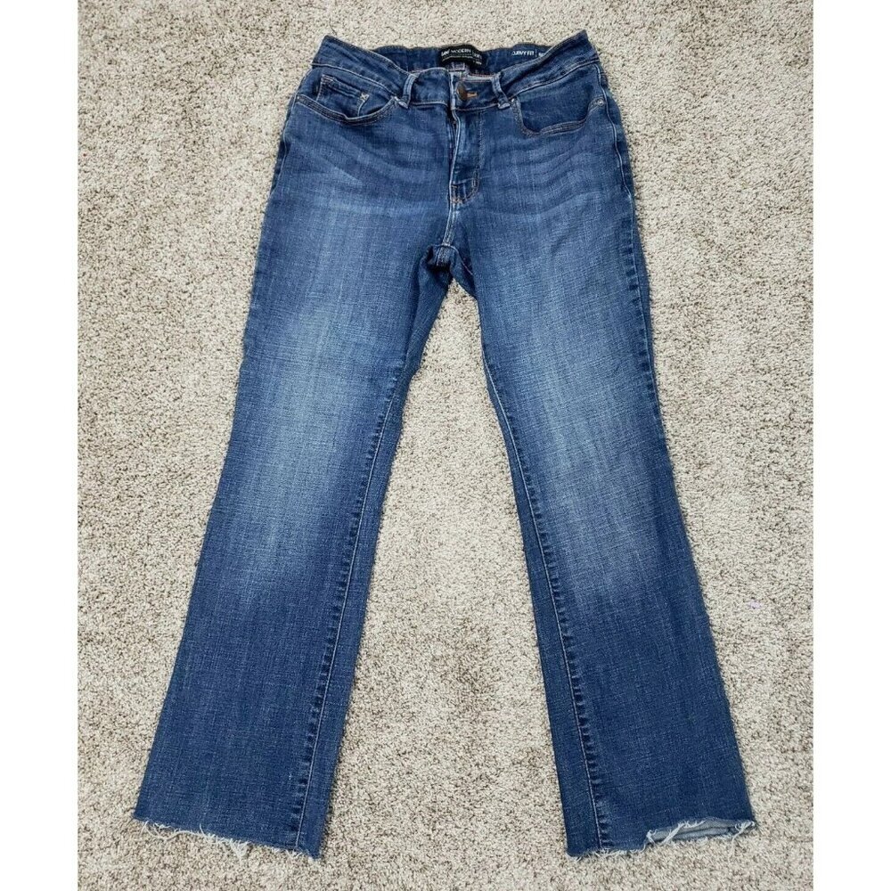 Lee Modern Series Curvy Fit Bootcut Blue Jeans Women's 8 Petite Denim Frayed Hem